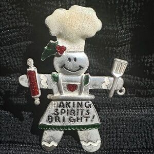 Gingerbread Chef Baking Sprits Bright Brooch